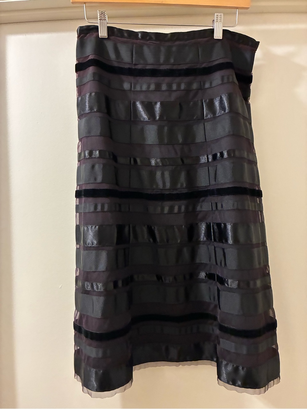 Club Monaco Black Striped A-Line Skirt